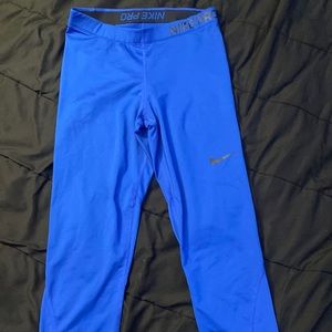 nike pro leggings, blue. medium